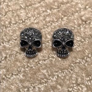 Silver Skull earrings crystals